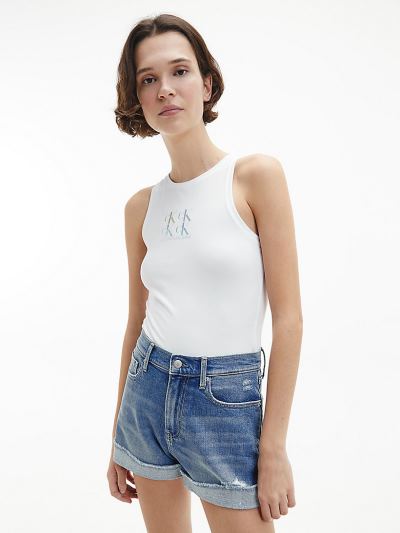 Calvin Klein Ruhák HU582856 | Calvin Klein Organic Cotton Logo Női Trikó Világos Fehér